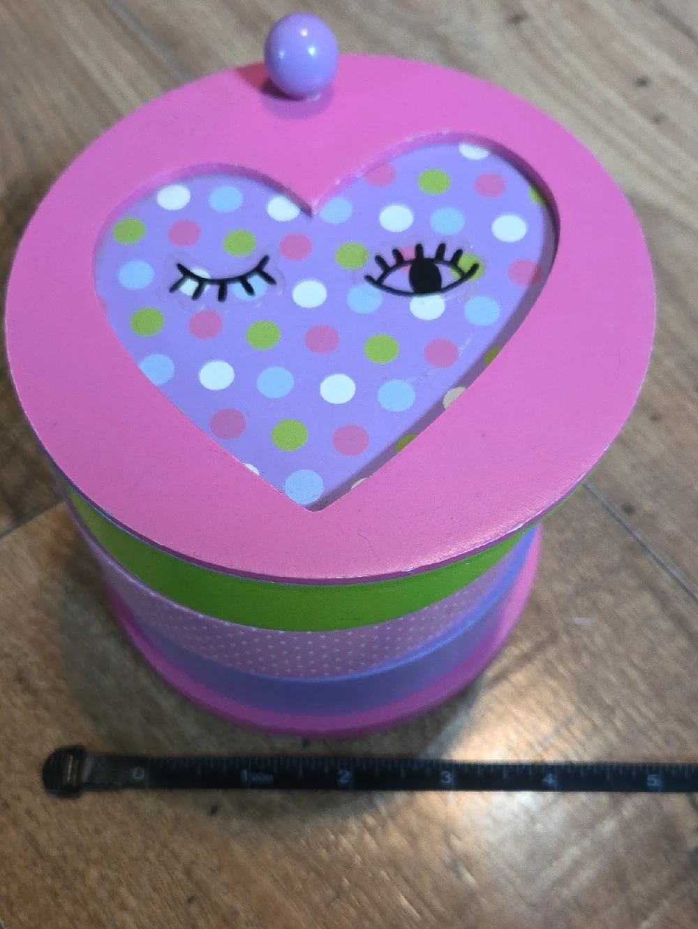 Claire's | Pink Heart Trinket Box with Purple & Green Compartments